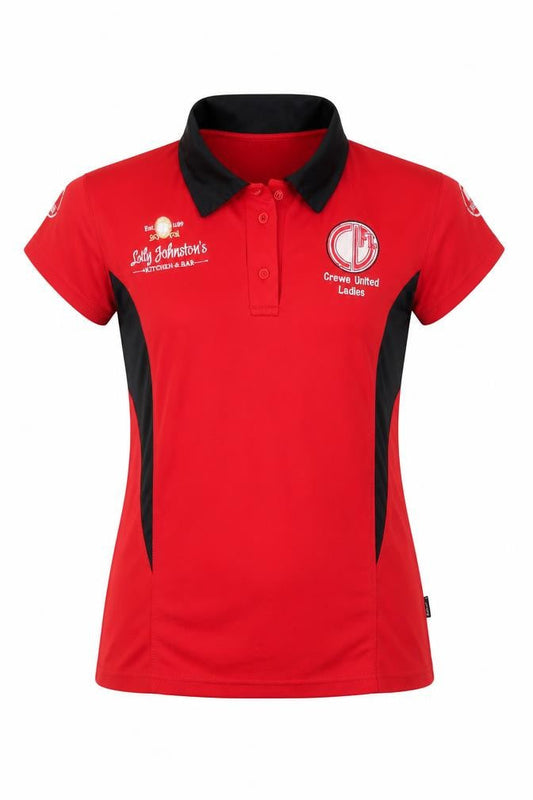 Crewe United Womens Red  Polyester Jersey Polo Size S Collared - Crewe United Ladies