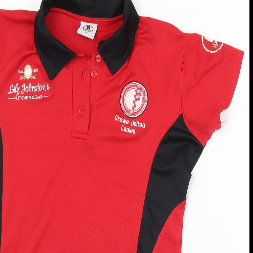 Crewe United Womens Red  Polyester Jersey Polo Size S Collared - Crewe United Ladies