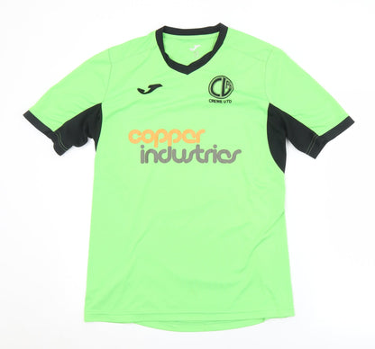 Crewe United Mens Green  Polyester  T-Shirt Size M V-Neck  - Crewe United