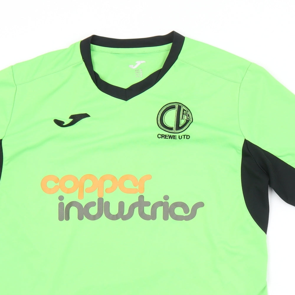 Crewe United Mens Green  Polyester  T-Shirt Size M V-Neck  - Crewe United