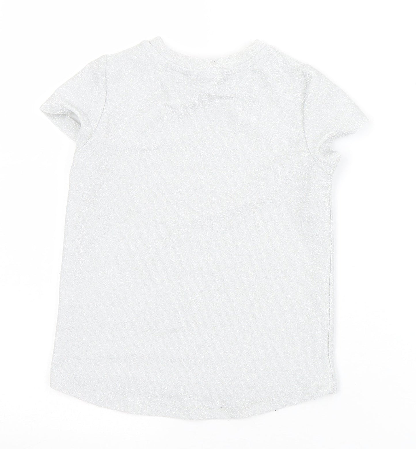 George Girls Silver  Polyester Basic T-Shirt Size 4-5 Years Crew Neck  - Shine Bright