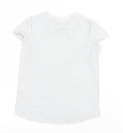 George Girls Silver  Polyester Basic T-Shirt Size 4-5 Years Crew Neck  - Shine Bright
