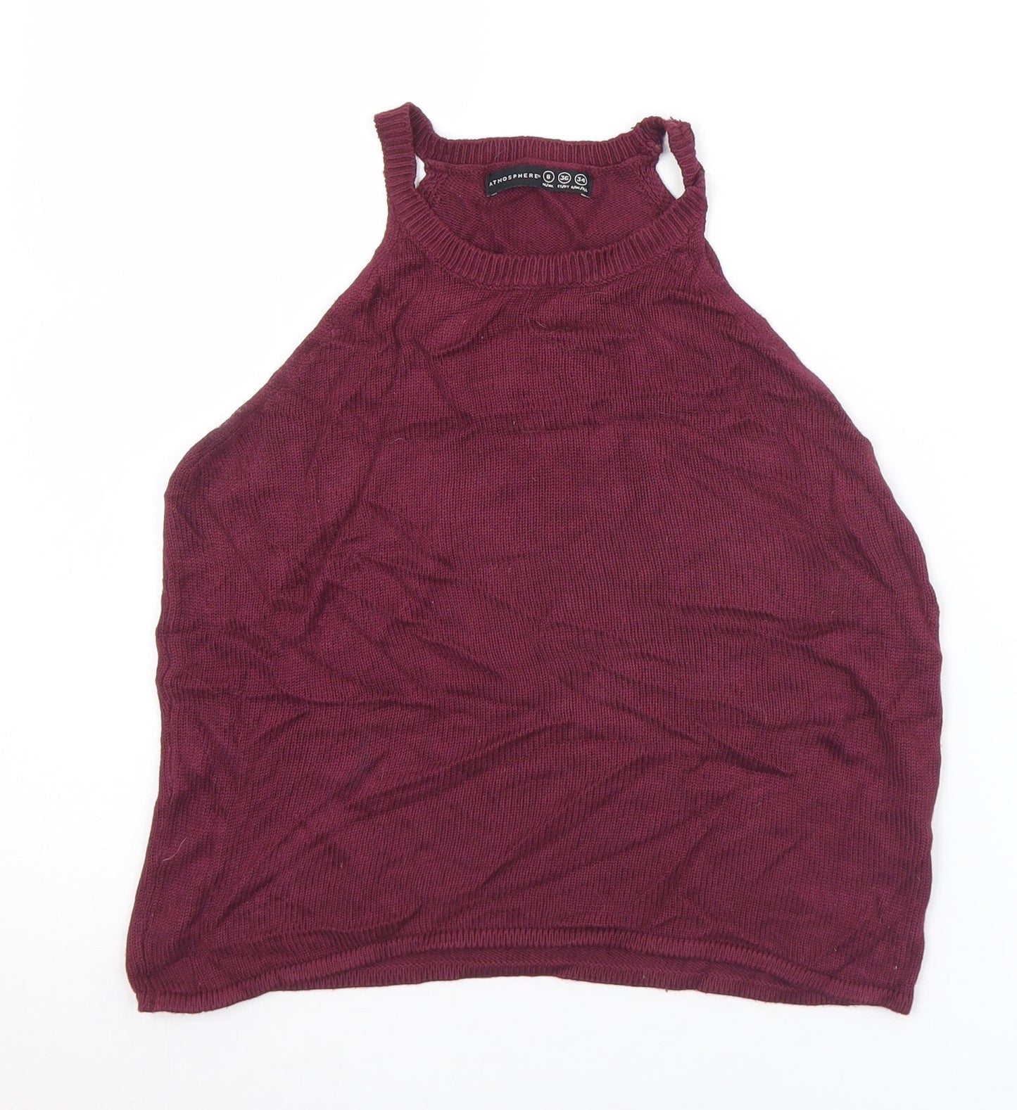 Atmosphere Womens Purple Crew Neck  Acrylic Vest Jumper Size 8