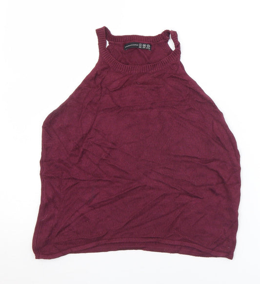 Atmosphere Womens Purple Crew Neck  Acrylic Vest Jumper Size 8