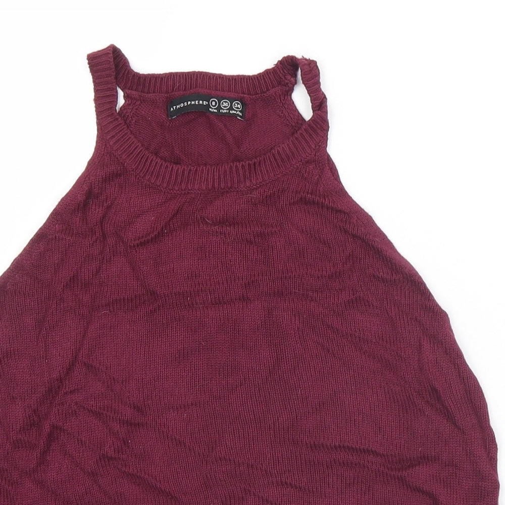 Atmosphere Womens Purple Crew Neck  Acrylic Vest Jumper Size 8