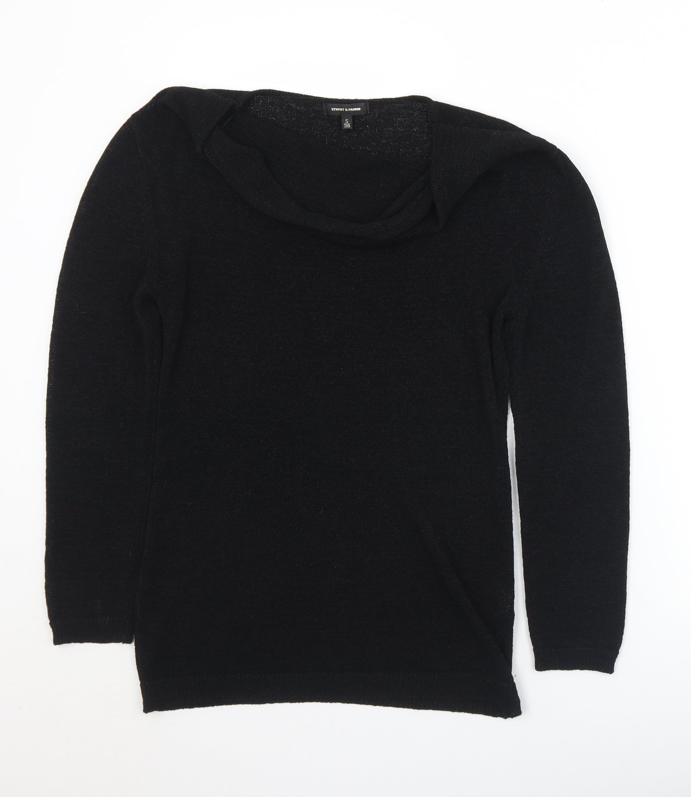 Etxart & Panno Womens Black Cowl Neck  Polyester Pullover Jumper Size S