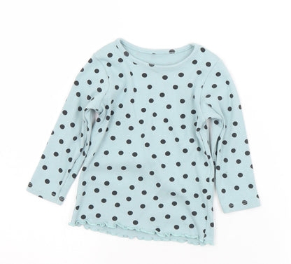 Matalan Girls Green Polka Dot Cotton Jersey T-Shirt Size 9-12 Months Round Neck