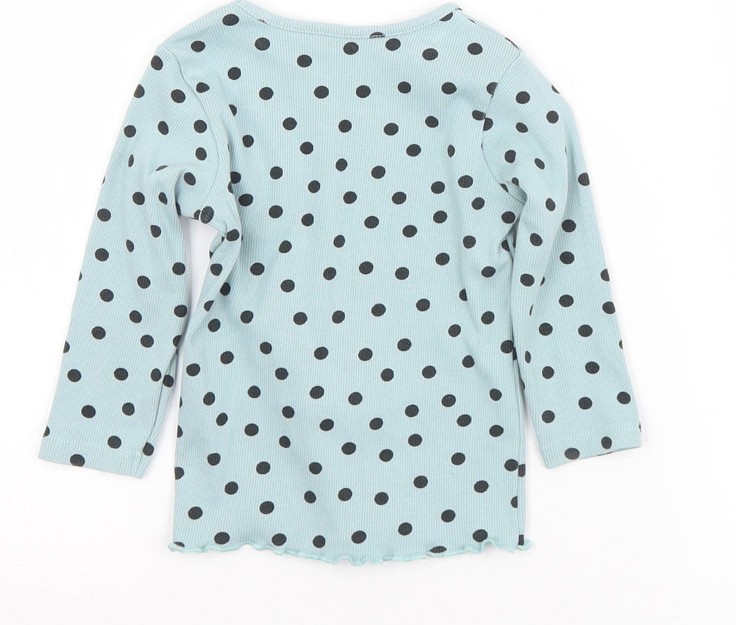 Matalan Girls Green Polka Dot Cotton Jersey T-Shirt Size 9-12 Months Round Neck
