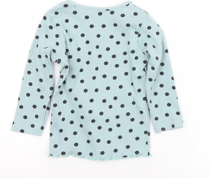 Matalan Girls Green Polka Dot Cotton Jersey T-Shirt Size 9-12 Months Round Neck