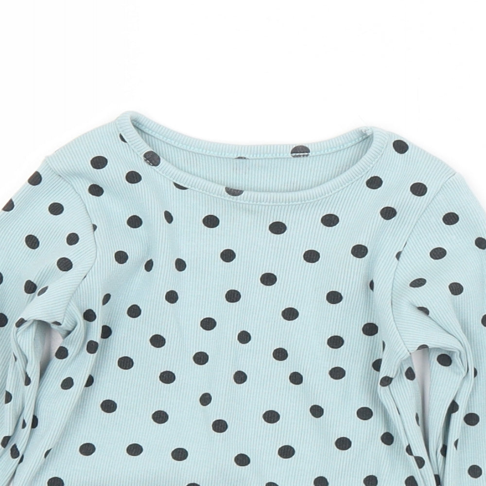 Matalan Girls Green Polka Dot Cotton Jersey T-Shirt Size 9-12 Months Round Neck