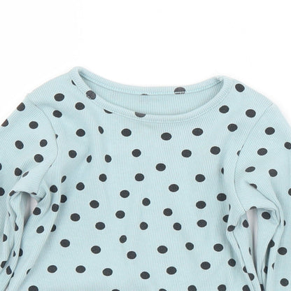 Matalan Girls Green Polka Dot Cotton Jersey T-Shirt Size 9-12 Months Round Neck