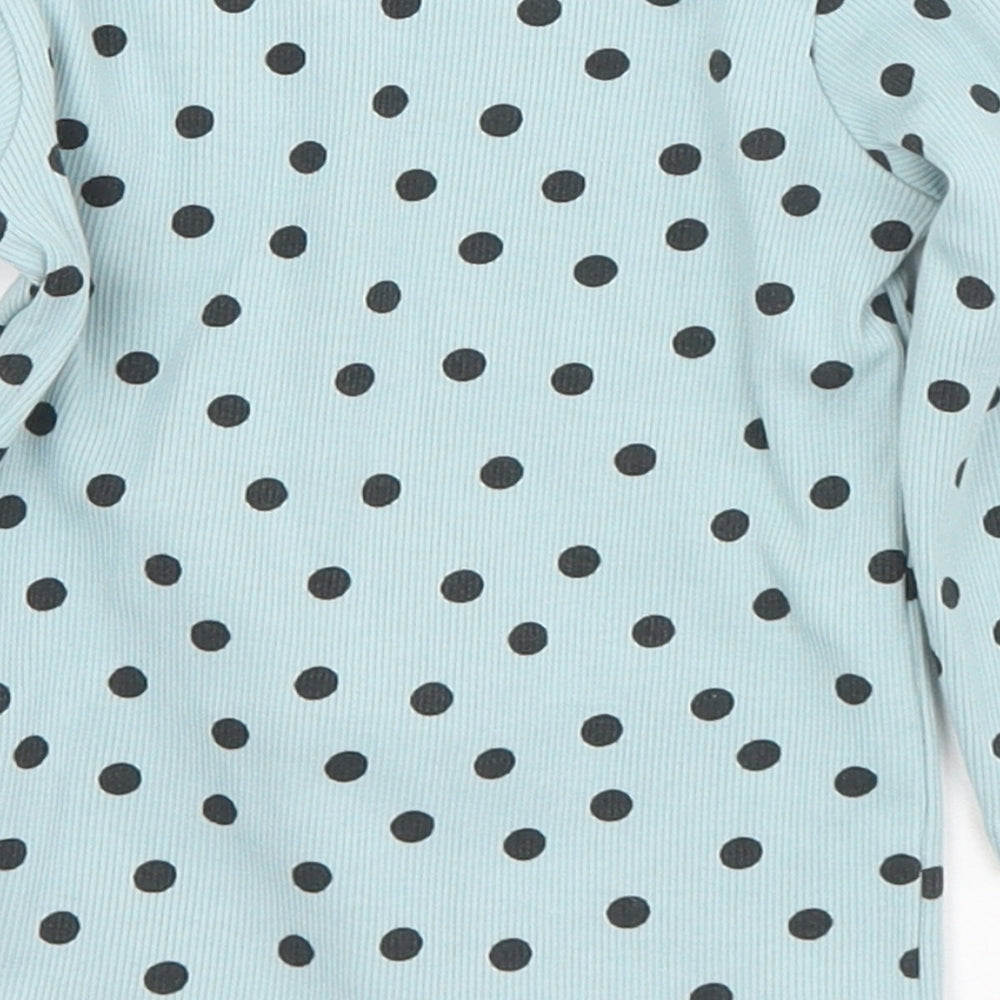 Matalan Girls Green Polka Dot Cotton Jersey T-Shirt Size 9-12 Months Round Neck