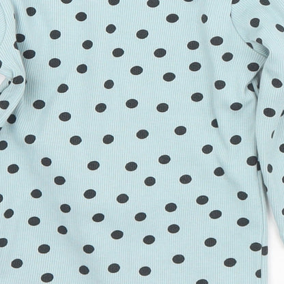 Matalan Girls Green Polka Dot Cotton Jersey T-Shirt Size 9-12 Months Round Neck
