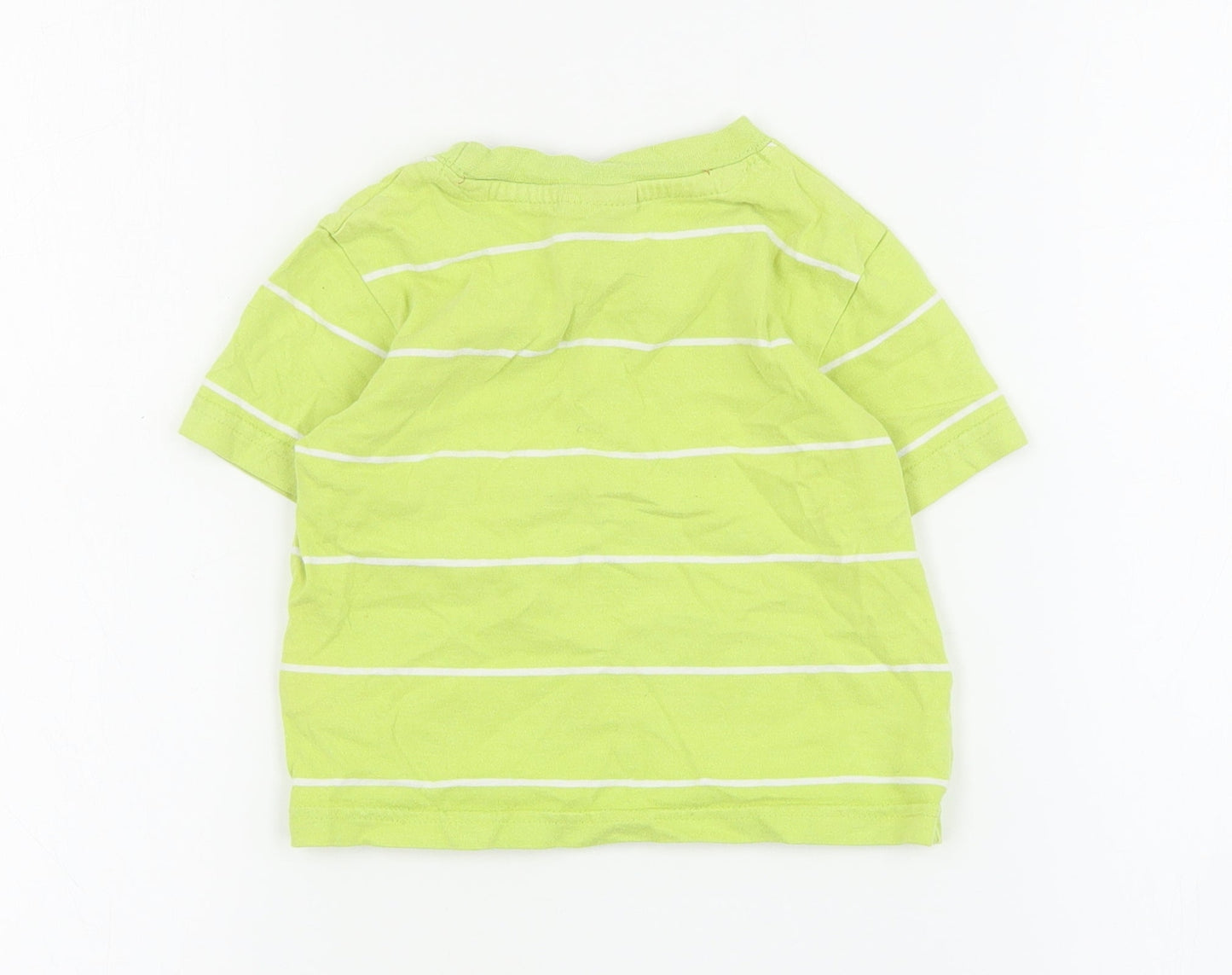 Cherokee Baby Green Striped Cotton Basic T-Shirt Size 12-18 Months Crew Neck Pullover