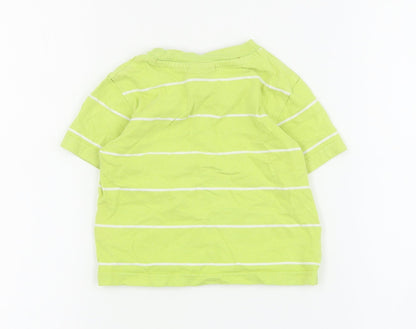 Cherokee Baby Green Striped Cotton Basic T-Shirt Size 12-18 Months Crew Neck Pullover