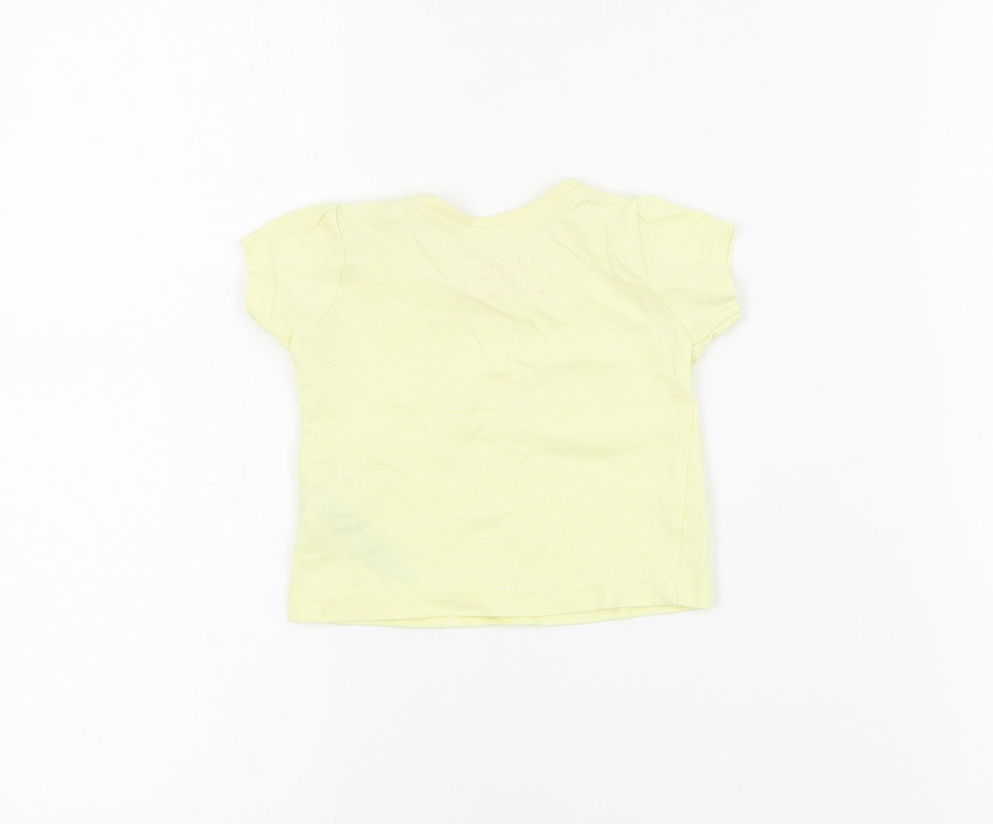 Primark Baby Yellow  Cotton Pullover T-Shirt Size 0-3 Months Crew Neck Snap