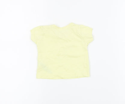 Primark Baby Yellow  Cotton Pullover T-Shirt Size 0-3 Months Crew Neck Snap