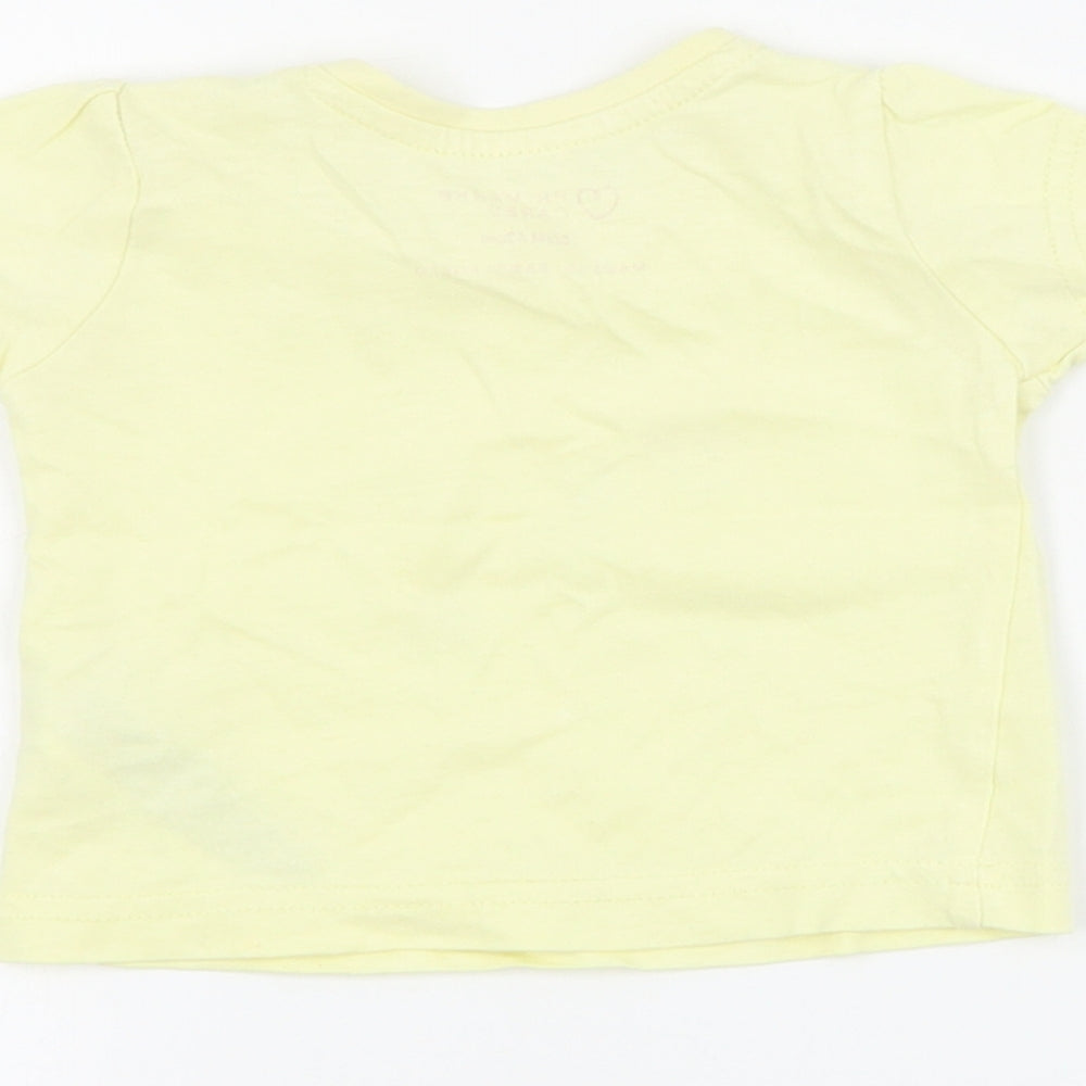 Primark Baby Yellow  Cotton Pullover T-Shirt Size 0-3 Months Crew Neck Snap