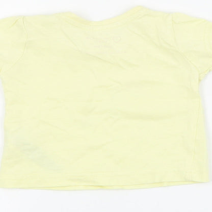 Primark Baby Yellow  Cotton Pullover T-Shirt Size 0-3 Months Crew Neck Snap