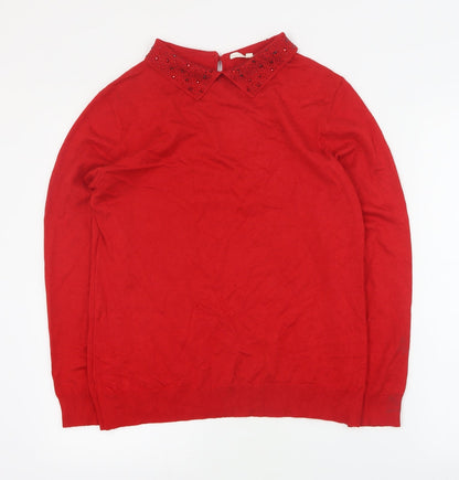 Womens UK Size M Vida Vi Red Pullover Jumper