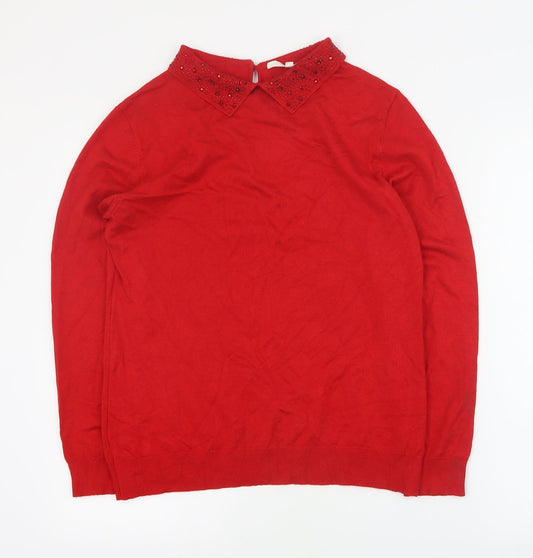 Womens UK Size M Vida Vi Red Pullover Jumper