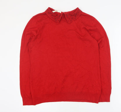 Womens UK Size M Vida Vi Red Pullover Jumper