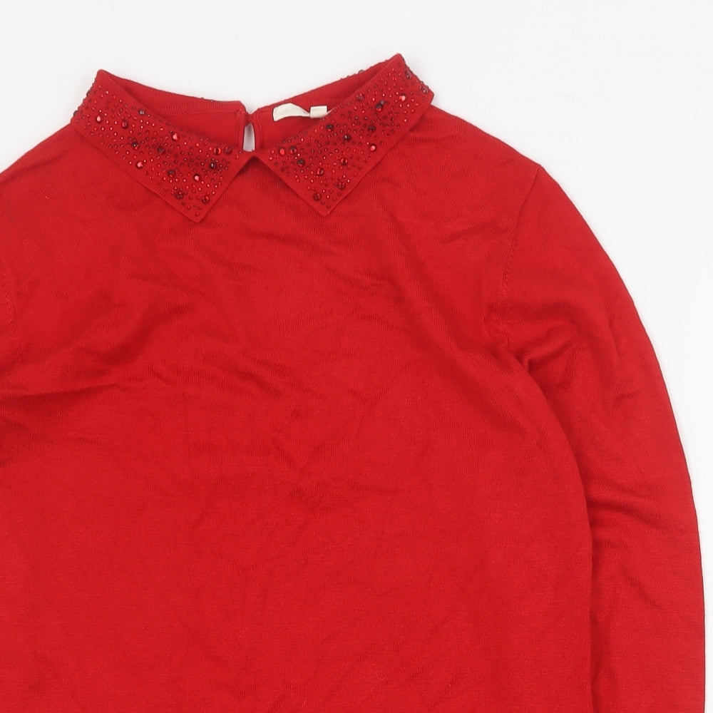 Womens UK Size M Vida Vi Red Pullover Jumper