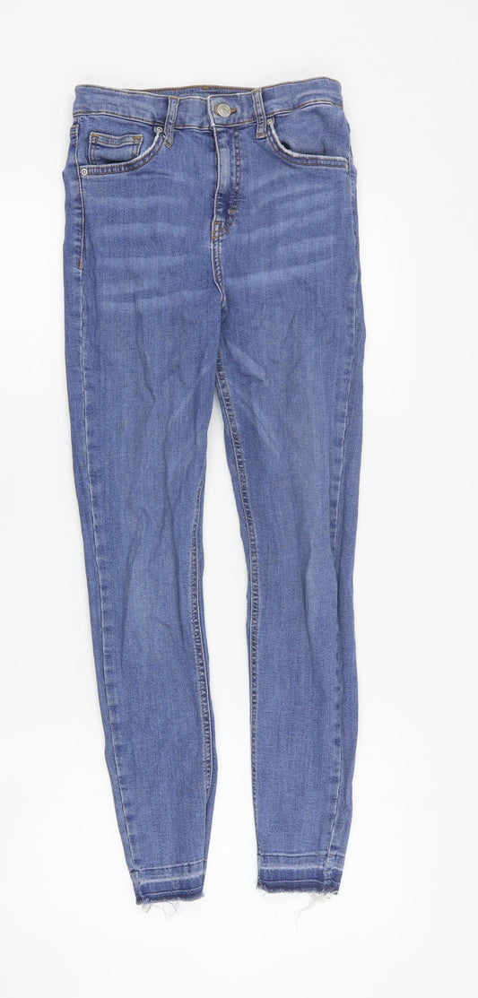 Topshop Womens Blue  Cotton Skinny Jeans Size 28 in L26 in Regular Zip