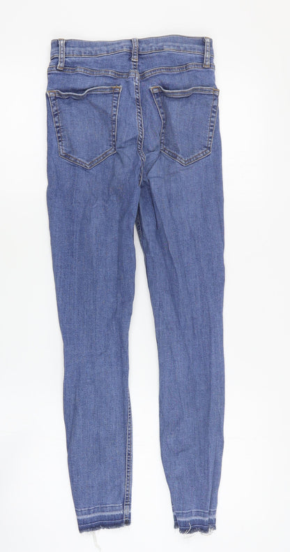 Topshop Womens Blue  Cotton Skinny Jeans Size 28 in L26 in Regular Zip