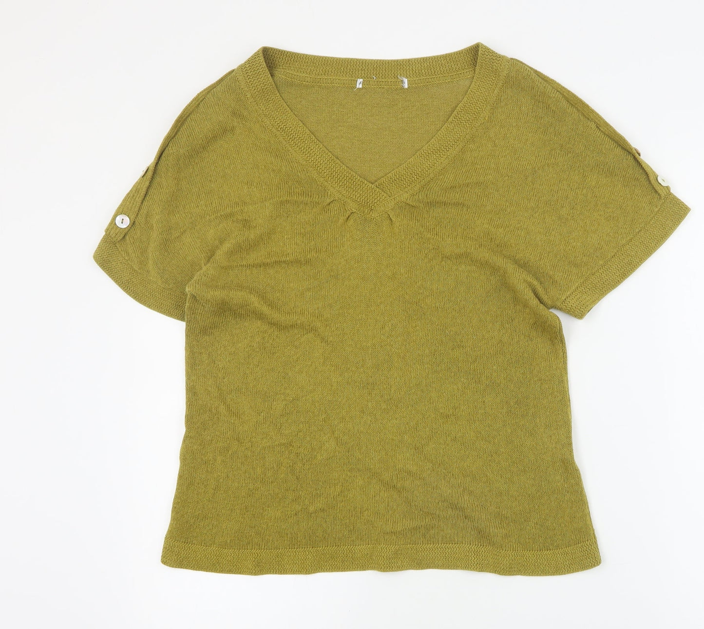 Womens UK Size L Preworn Green Basic T-Shirt