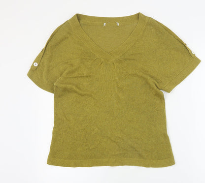 Womens UK Size L Preworn Green Basic T-Shirt