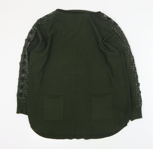 Womens UK Size S Preworn Green Pullover Jumper