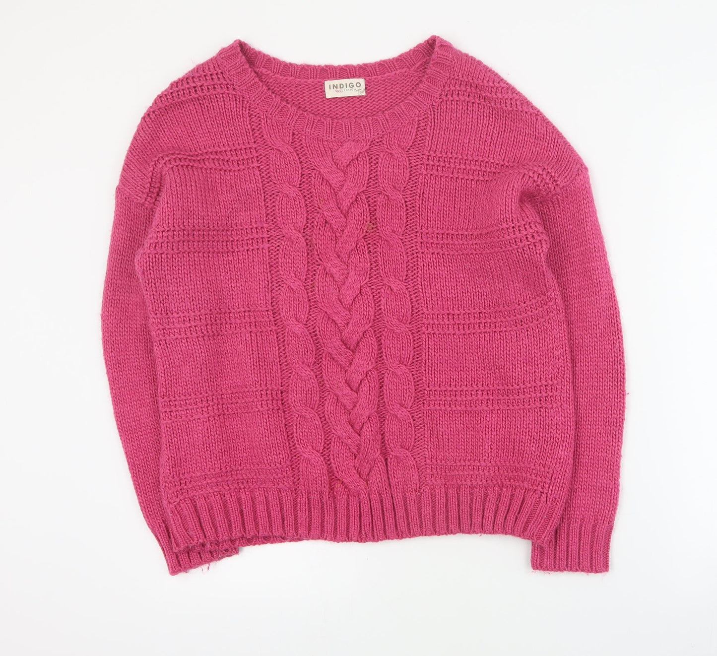 Indigo Womens Pink Round Neck  Acrylic Pullover Jumper Size 12