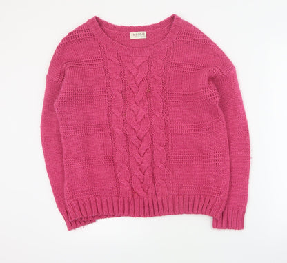 Indigo Womens Pink Round Neck  Acrylic Pullover Jumper Size 12