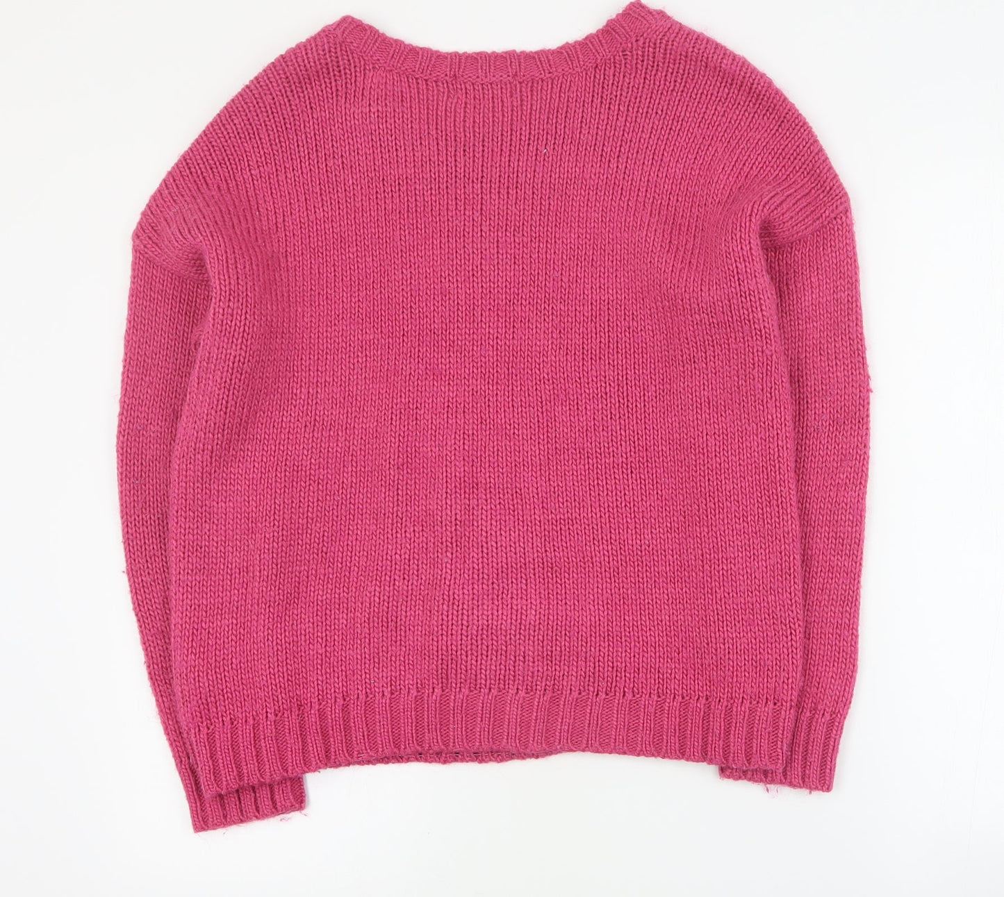 Indigo Womens Pink Round Neck  Acrylic Pullover Jumper Size 12