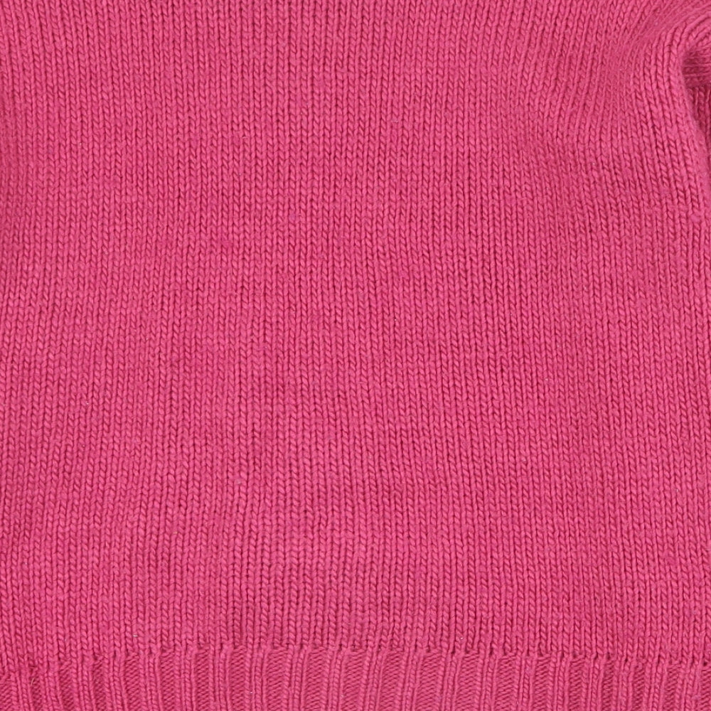 Indigo Womens Pink Round Neck  Acrylic Pullover Jumper Size 12