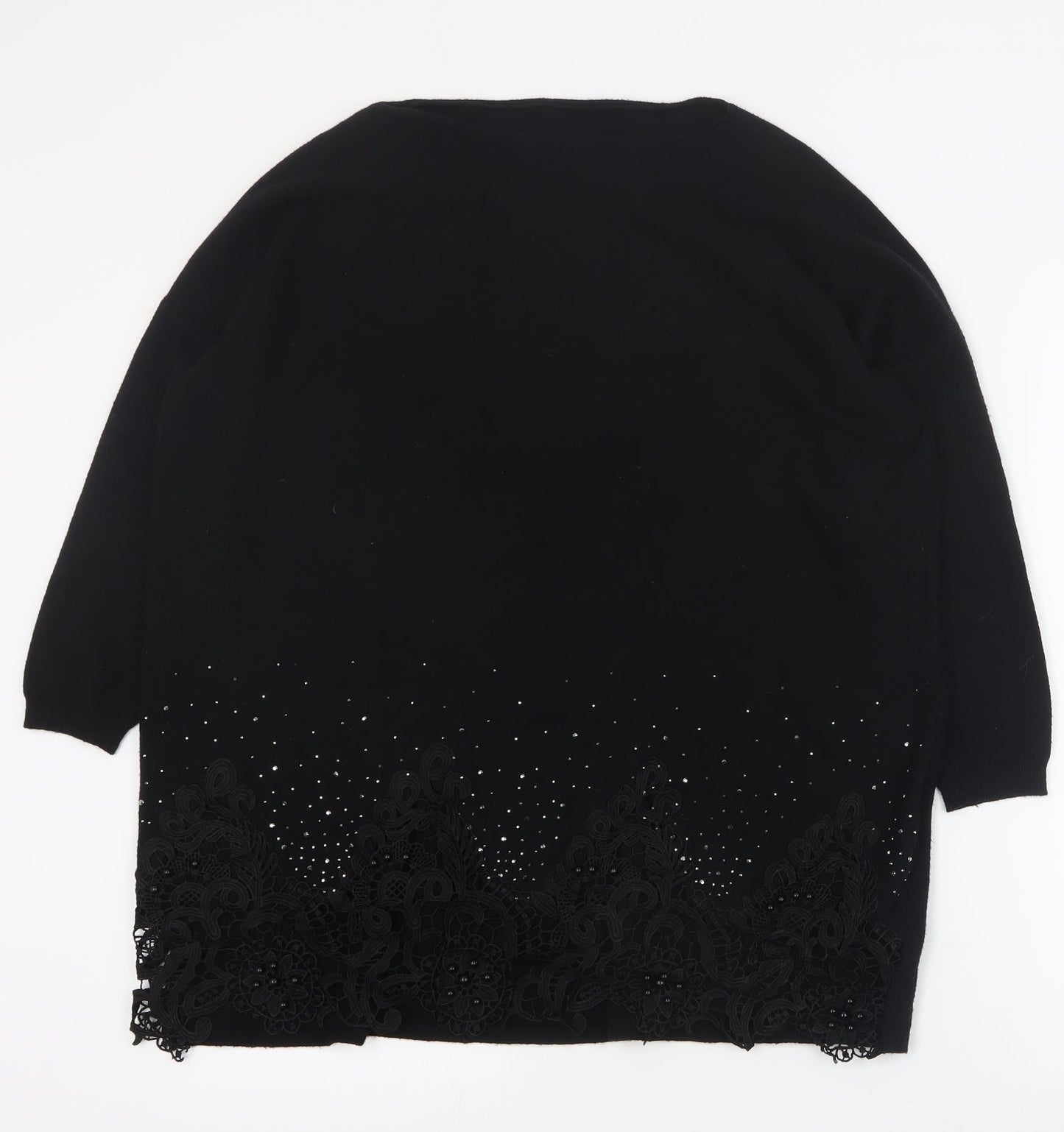 Preworn Womens Black Round Neck  Viscose Pullover Jumper Size S