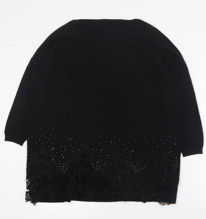 Preworn Womens Black Round Neck  Viscose Pullover Jumper Size S
