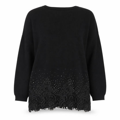 Preworn Womens Black Round Neck  Viscose Pullover Jumper Size S