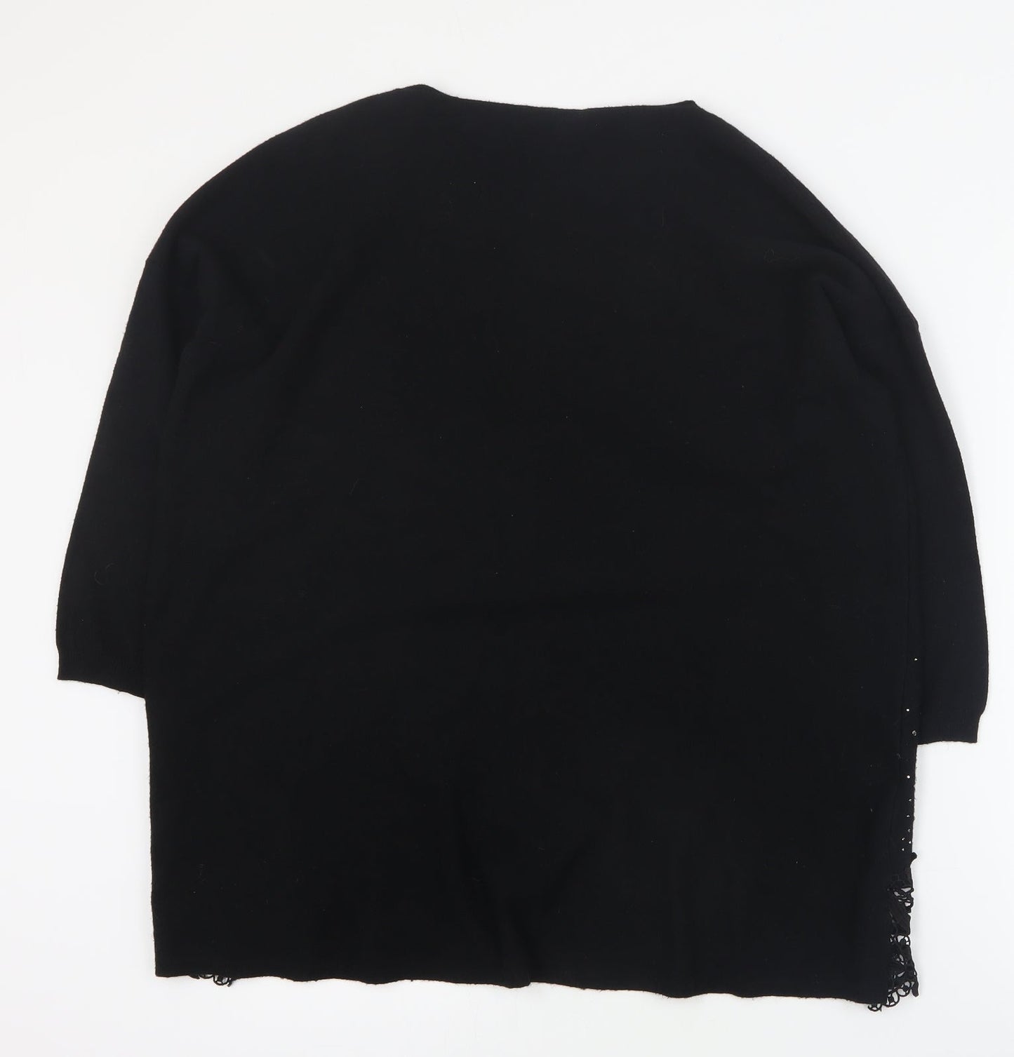 Preworn Womens Black Round Neck  Viscose Pullover Jumper Size S