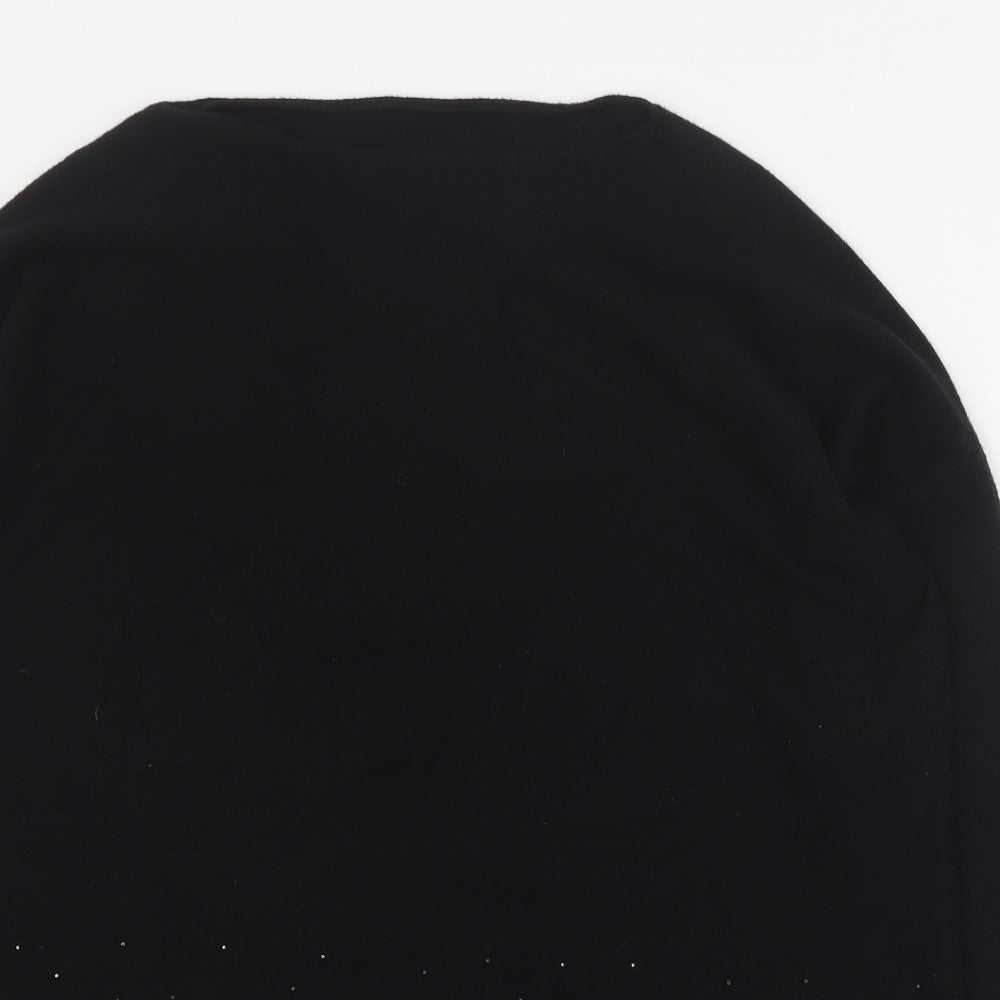 Preworn Womens Black Round Neck  Viscose Pullover Jumper Size S