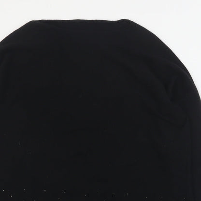 Preworn Womens Black Round Neck  Viscose Pullover Jumper Size S