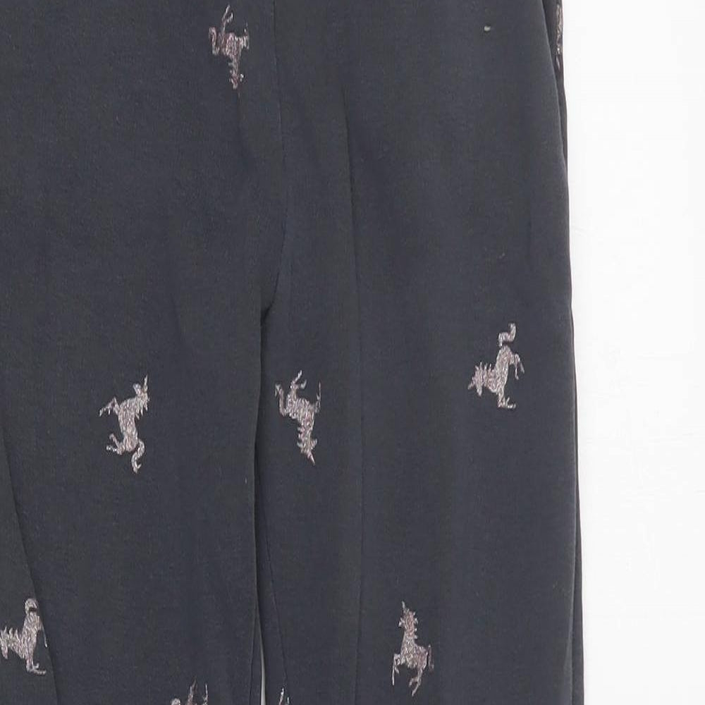H&M Girls Grey Geometric Cotton Jogger Trousers Size 9 Months  Regular Drawstring - Unicorn