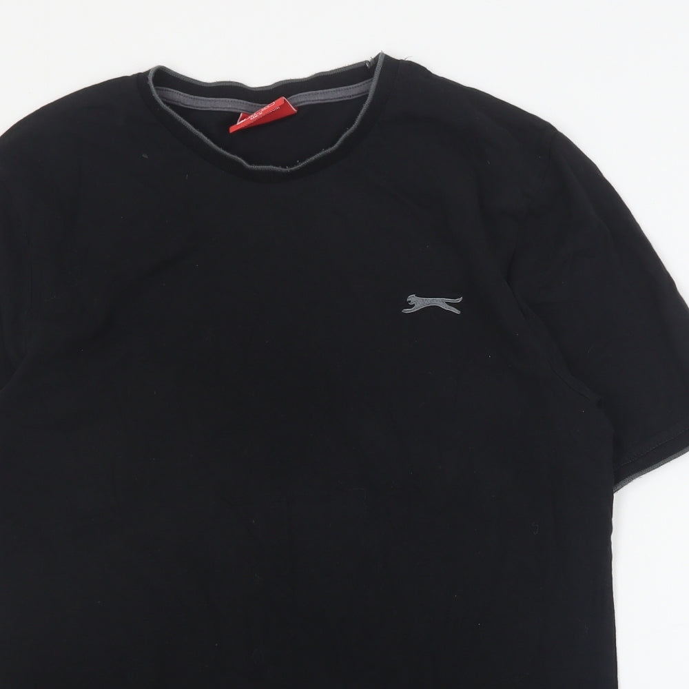 Slazenger Mens Black  Cotton  T-Shirt Size S Crew Neck