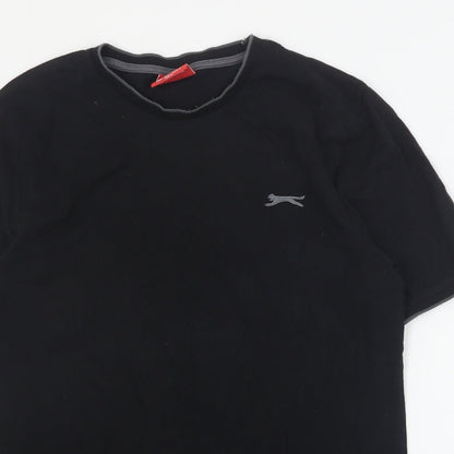 Slazenger Mens Black  Cotton  T-Shirt Size S Crew Neck