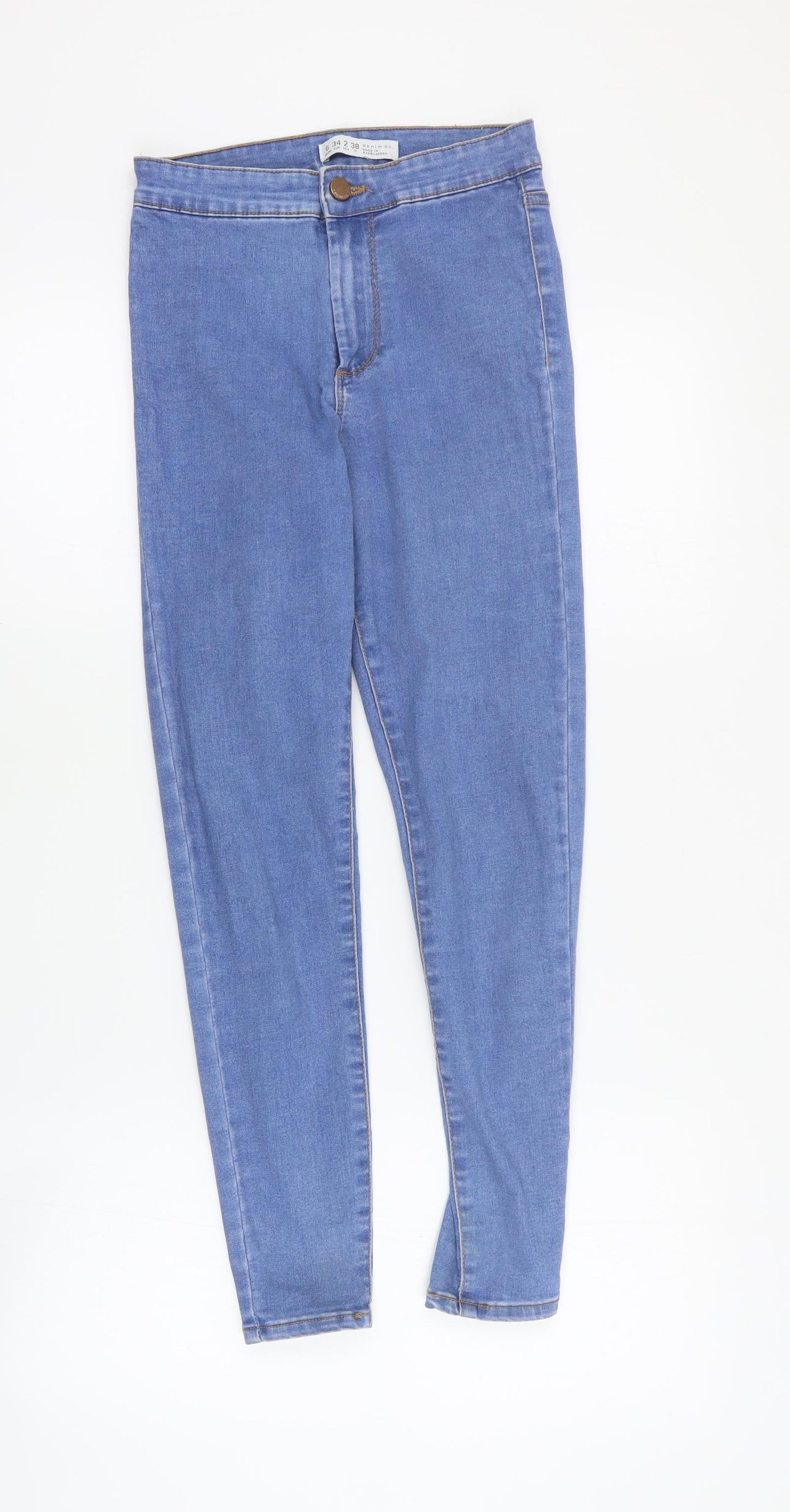 Topshop Womens Blue  Cotton Skinny Jeans Size 6 L26 in Regular Zip