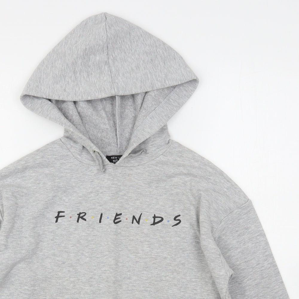 New Look Girls Grey  Polyester Pullover Hoodie Size 12-13 Years   - Friends