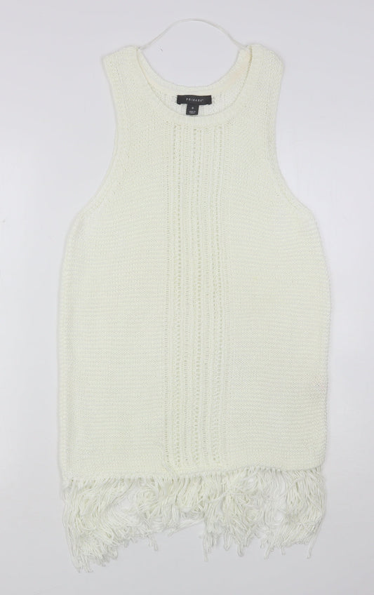 Primark Womens Ivory Round Neck  Acrylic Vest Jumper Size S