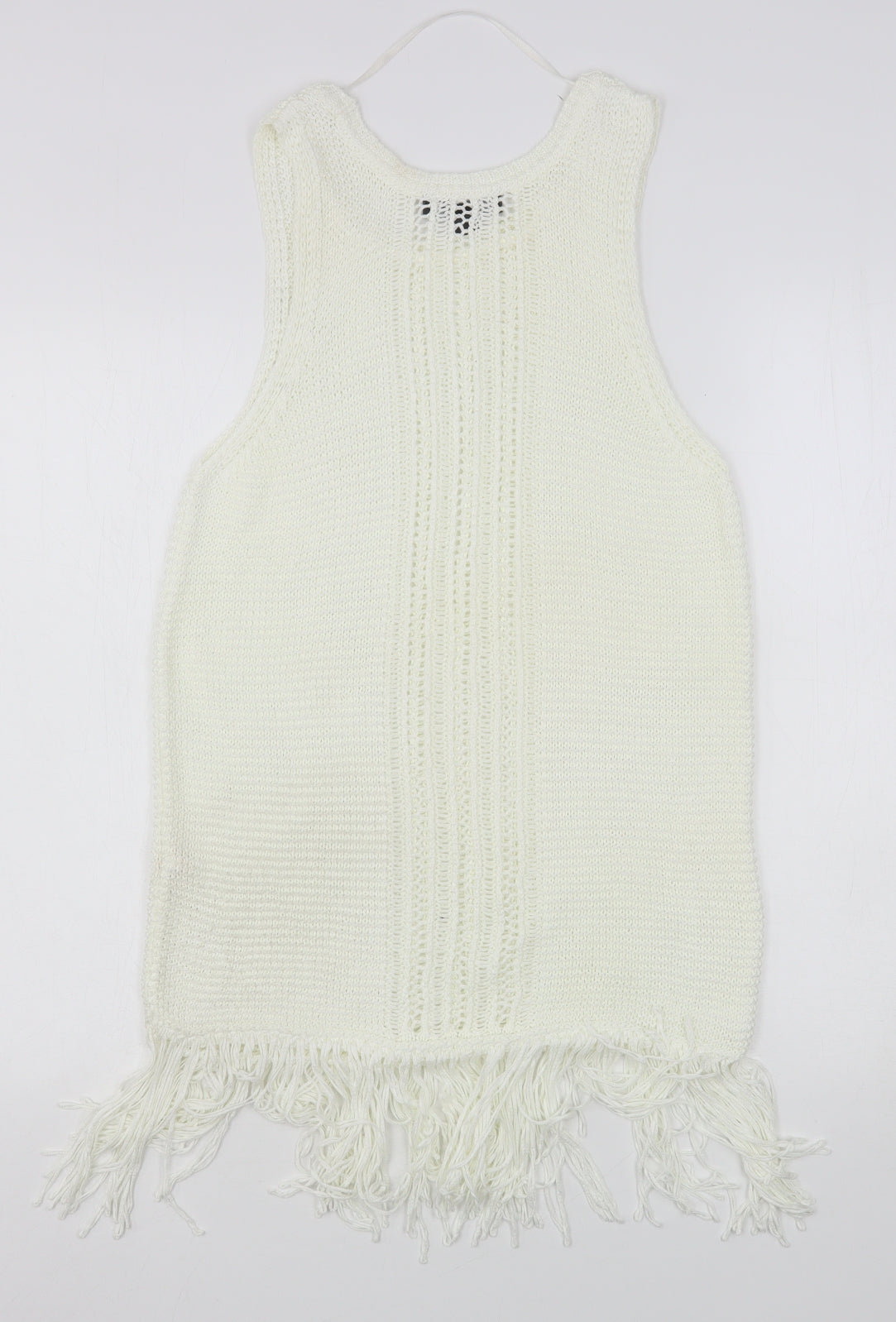 Primark Womens Ivory Round Neck  Acrylic Vest Jumper Size S