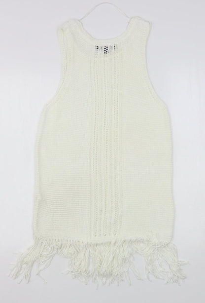 Primark Womens Ivory Round Neck  Acrylic Vest Jumper Size S